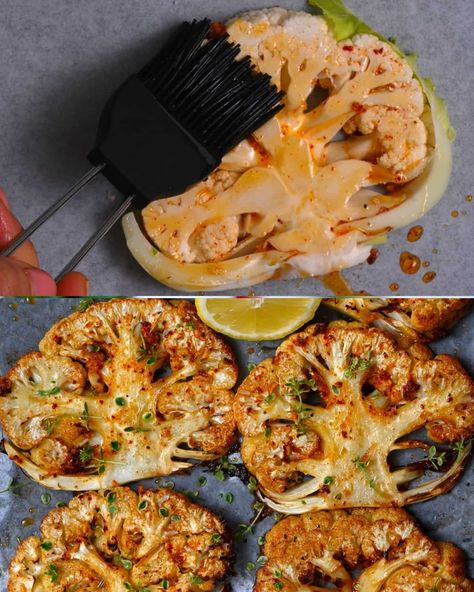 Grilled Cauliflower Steaks - Greenku Recipes Grilled Cauliflower Steaks, Crispy Parmesan Potatoes, Oven Roasted Cauliflower, Roasted Cauliflower Steaks, Grilled Cauliflower, Veggie Patties, Potato Wedges Recipe, Wedges Recipe, Vegetarian Main Course