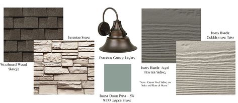 Exterior Paint Colors That Go With Weathered Wood Shingles, Weathered Wood Shingles Paint Colors, Weathered Wood Shingles, Garage Lights Exterior, Paint House, Exterior House Colors With Stone, House Colours, Stone Exterior, Outdoor House