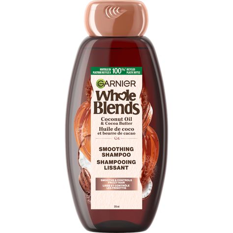 Cocoa Butter Scent, Shampoo For Frizzy Hair, Control Frizzy Hair, Garnier Whole Blends, Humidity Hair, Whole Blends, Tropical Fragrance, Packaging Idea, Butter Extract