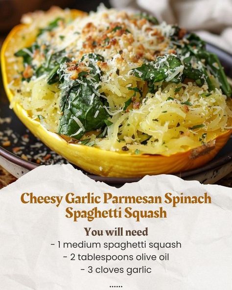 Luscious Recipes Spinach Spaghetti Squash, Garlic Parmesan Spaghetti Squash, Best Spaghetti Squash Recipes, Healthy Pasta Alternatives, Spinach Spaghetti, Cheesy Spaghetti Squash, Luscious Recipes, Healthy Squash Recipes, Parmesan Spaghetti Squash