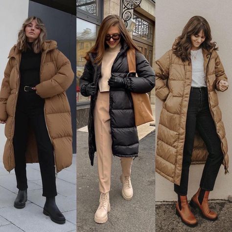 Beige Puffer Coat Outfit, Down Jacket Street Style, England Outfits, Puffer Coat Outfit, Parka Outfit, Korean Winter Outfits, Puffer Vest Fashion, Modest Winter Outfits, Winter Coat Outfits