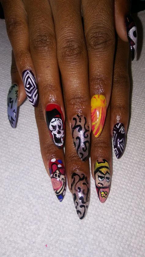 SauceC Nailz Grim Adventures of Billy and Mandy Grim Adventures Of Billy And Mandy Nails, Billy And Mandy Nails, Grim Adventures Of Billy And Many, Billy And Mandy Cartoon, Billy And Mandy, Grim Adventures, Cartoon Nails, Sketch Ideas, The Grim