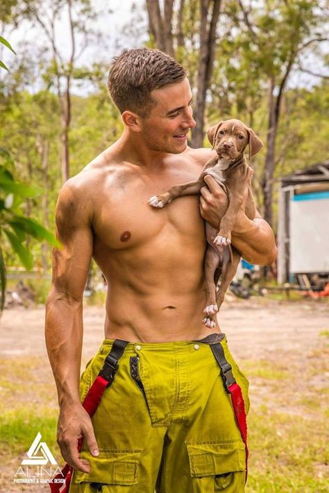 Hot Fireman, Hot Firefighter, Firefighter Calendar, Fire Man, Firefighter Humor, Character Inspiration Male, Adorable Puppy, Tan Guys, Bad To The Bone