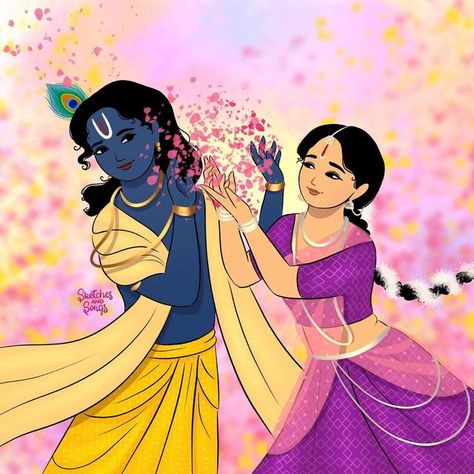 Hindu Dp, Radhakrishna Holi, Holi Painting, Cartoons Krishna, God Painting, Canvas Art Painting Abstract, Krishna Avatar, Disney Canvas Art, Krishna Drawing