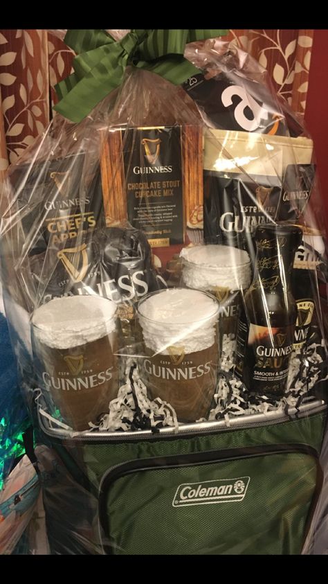 Irish Gift Basket, Irish Gifts, Guinness, Gift Baskets, St Patrick, St Patricks Day, Auction, Good Things, Cake