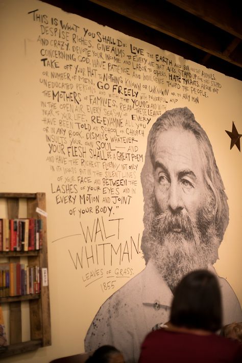 A fabulous close-up view of the Walt Whitman mural | Image: Hunter Nichols Love The Earth, Jay Bird, Walt Whitman, Yoga Classes, Live Concert, The Arts, Yoga Class, Poster Board, Birmingham