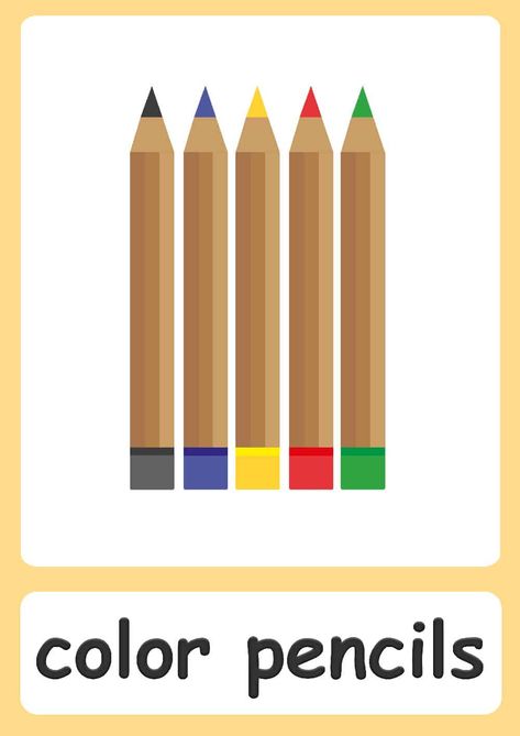 FREE Classroom Flashcards - Simple flashcards for kindergarten! Classroom Objects Flashcards, Classroom Flashcards, Classroom Object, School Flashcards, Flashcards For Kindergarten, Color Activities For Toddlers, School Objects, Classroom Objects, Color Flashcards