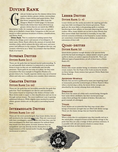 Deities & Divinity by impersonater Dnd Elves, Dnd Stats, Dungeon Master's Guide, Dnd Classes, Dnd Races, Dungeons And Dragons 5e, Dungeons And Dragons Classes, Tabletop Rpg Maps, Dnd 5e Homebrew