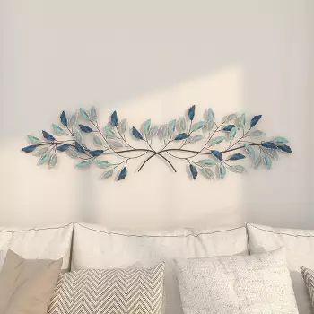 Decorative Metal Wall Plates : Page 7 : Target Above Bed Wall Decor, Art Decor Living Room, Leaf Wall Decor, Bed Wall Decor, Wall Decor Crafts, Blue Wall Decor, Leaf Wall, Wall Decor Design, Metal Wall Art Decor