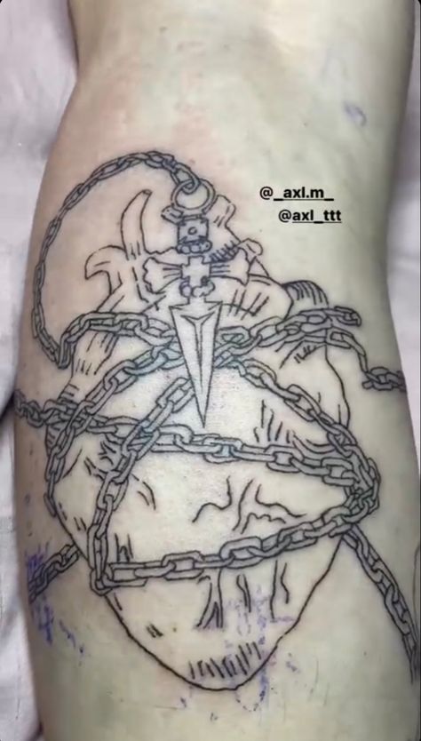 Hxh Kurapika Tattoo, Kurapika Heart Chain Tattoo, Hunter X Hunter Tattoo Kurapika, Kurapika Chains Tattoo, Kurapika Tattoo, Hxh Tattoo, Ink Journal, Tattoo Chain, Hunter X Hunter Tattoo