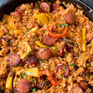 Sausage and Rice Skillet Recipe - Life Made Simple Rice Skillet Meals, Sausage Recipes For Dinner, Smoked Sausage Recipes, Rice Skillet, Sausage Dishes, Yellow Rice, Sausage And Peppers, Andouille Sausage, Smoked Sausage