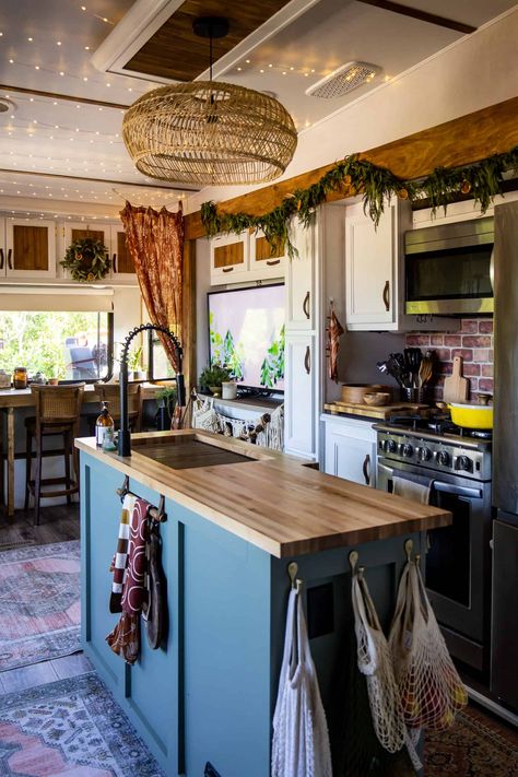 Foraged RV Christmas Decoration Pretty Rv Interior, Cottage Core Camper Decor, Cottagecore Trailer, Cottagecore Rv Decor, Maximalist Rv Decor, Cottagecore Rv Interior, Boho Travel Trailer Decor, Colorful Rv Interior, Rv Home Decor