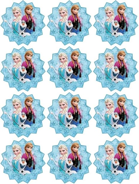 Frozen Cupcake Toppers Printable Free, Elsa Cupcake Toppers Printable, Frozen Stickers Printable, Frozen Template, Frozen Elsa Cake Topper, Tags Frozen, Frozen 3rd Birthday, Frozen Cupcake Toppers, Frozen Birthday Party Cake