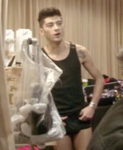 When he revealed the underwear bulge of the century. | 30 Times Zayn Malik Was The Most Perfect Member Of One Direction In 2013 Zayn Malik, When He, A Man, Gif, White, Black