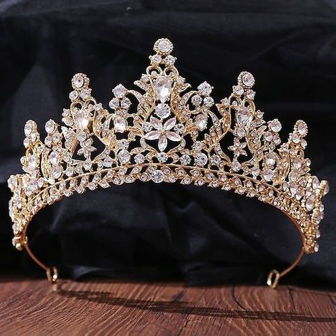 Category:Crown Tiaras,Headbands; Embellishment:Crystal / Rhinestone,Split Joint,Trim; Gender:Women's; Quantity:1 PC; Style:Retro,Sweet; Occasion:Party / Evening,Wedding; Material:Alloy,Rhinestone; Front page:WE; Shipping Weight:0.17; Listing Date:07/19/2022 Crown Hair Accessories, Bridal Crown Tiara, Tiara Headpieces, Crystal Bridal Tiaras, Bridal Headdress, Gold Tiara, Crown Hair, Rhinestone Tiara, Princess Tiara