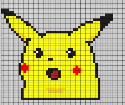 Simple Tapestry Crochet, Pikachu Pixel, 32x32 Pixel Art Grid, Simple Tapestry, Pixelated Art, Starter Pokemon, Pokemon Perler, Crochet Charts, Easy Perler Beads Ideas