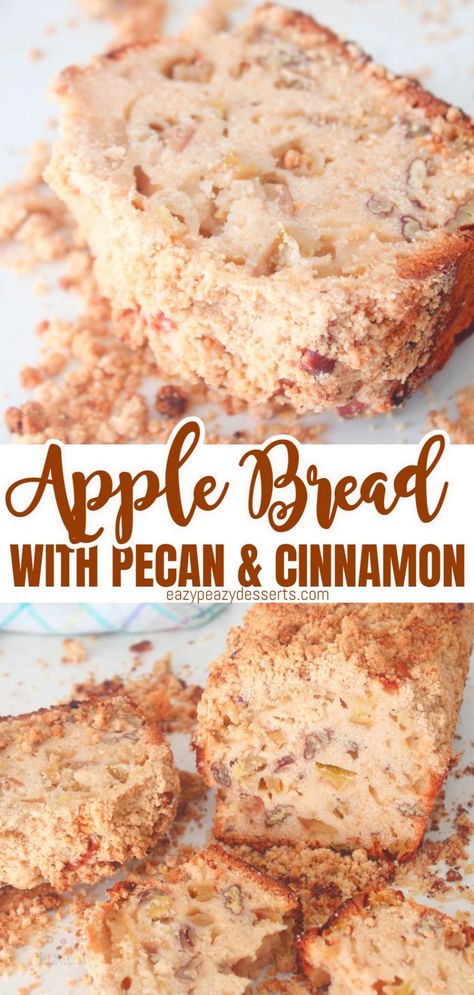 The apple cinnamon bread with pecans and crumbs is great to bake on a weekend morning and enjoy with a delicious cup of coffee or hot chocolate! Your house will be filled with the amazing apple and cinnamon smell everyone loves! Today I’m going to show you the super easy way of making apple bread! Cinnamon Bread Machine, Cinnamon Morning Bun, Flavored Breads, Cinnamon Smell, Banana Bread Brownies, Baking Therapy, Apple Cinnamon Bread, Apple And Cinnamon, Cinnamon Pecans