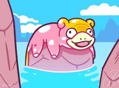 Slowpoke Art, Nintendo Fan Art, Pokemon Tattoo, Pokémon Art, Anime Black Hair, Anime Black, Platypus, Pokemon Fan Art, Gen 1