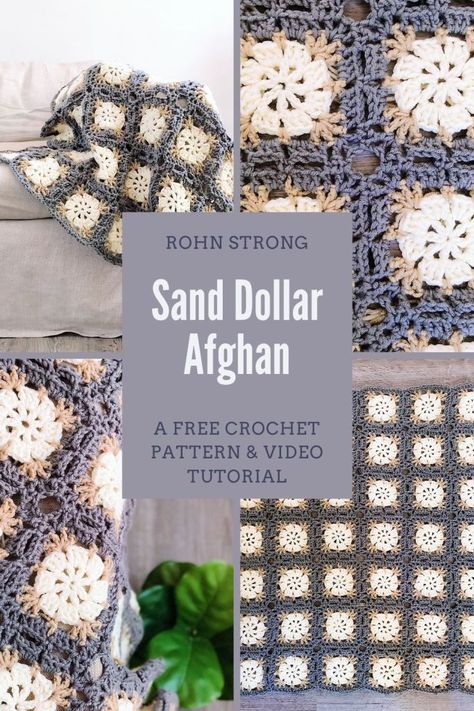 Sand Dollar Afghan | FREE CROCHET AFGHAN PATTERN – Rohn Strong Crochet Sand Dollar, Sand Dollar Crochet, Tunisian Crochet Hook, Crochet Afghan Patterns Free, Tunisian Crochet Stitches, Mattress Stitch, Easy Crochet Projects, Crochet Afghans, Afghan Pattern