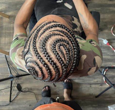 Ladeey Hairstyles, Simple Men’s Braids, Unique Braids For Men, Swirl Cornrows Men, Cornrow Braid Designs For Men, Cornrow Hairstyles For Men Design, Mens Braids Hairstyles Cornrows Design, Straight Cornrows, Men’s Cornrow Styles