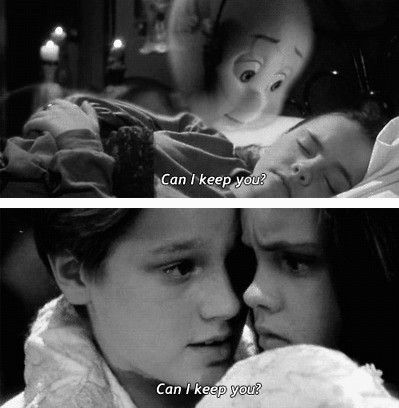 Casper and the line that makes me cry. "Can I keep you?"   getting this along my ribs. So excited :) Casper 1995, Can I Keep You, Devon Sawa, Best Movie Lines, Casper The Friendly Ghost, I Love Cinema, 90s Movies, Friendly Ghost, Movie Lines