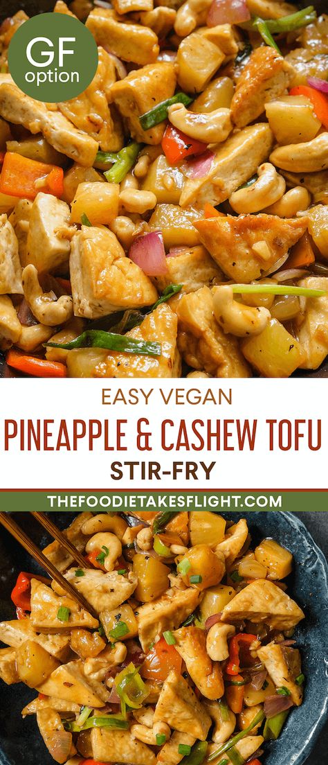 Tofu Pineapple Stir Fry, Cashew Stir Fry Vegetarian, Cashew Tofu Stir Fry, Vegetarian Stir Fry Recipe, Tofu Pineapple, Pineapple Stir Fry, Vegan Tofu Stir Fry, Pineapple Tofu, Vegetarian Stir Fry