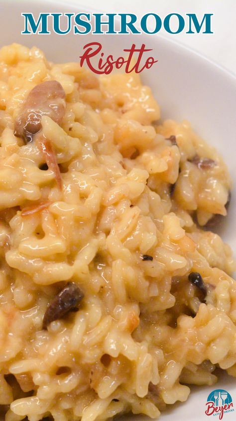 This mushroom risotto recipe is made with arborio rice, white wine, garlic, onions, mushrooms, and parmesan cheese. While it is a recipe you do have to babysit, this creamy mushroom risotto recipe is definitely worth the effort, especially since you open a bottle of white wine to make the risotto. Rice And Mushroom Recipes, Arborio Rice Recipes, White Wine Risotto, Italian Noodles, Creamy Mushroom Risotto, Flavorful Rice, Best Risotto, Golden Mushroom Soup, Risotto Dishes