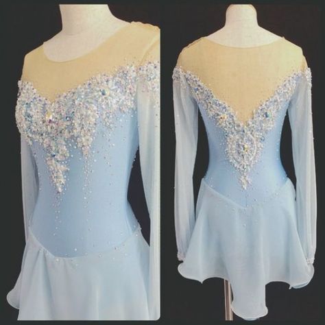 LIGHT Blue Figure Skating Dressses Flower Custom Women Skating Dresses GIRLS SO0933 - Ice Skating Dresses -SkatingDressStore.com Ballroom Dance Outfits, Competition Skating Dress, Ice Skating Costumes, Figure Skating Competition Dresses, Crystal Work, Figure Skating Outfits, Ice Skating Outfit, Skating Costumes, Figure Dress