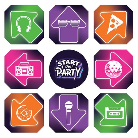 Start the Party VBS Floor Cling Set (Pack of 9) Orange Vbs 2024 Start The Party Decorations, Start The Party Vbs, Start The Party Vbs Decorations, Start The Party Vbs 2024, Decorate Hallway, Party Floor, Party Design Ideas, Kids Camp, Vbs 2024