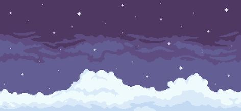 Pixel Art Night Sky, Night Sky Background, Cloud Night, Background Night, Clouds And Stars, Night Clouds, Sky Games, Sky Anime, Pixel Art Background