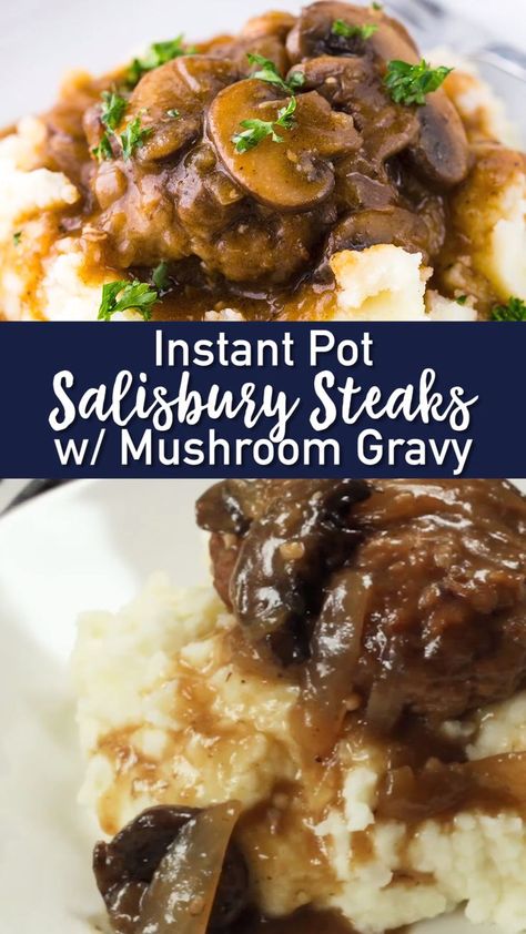 Instant Pot Recipes Easy Healthy, Instant Pot Recipes Easy, Salisbury Steaks, Pot Recipes Easy, Mushroom Gravy, Salisbury Steak, Instant Pot Dinner Recipes, Easy Instant Pot Recipes, Insta Pot