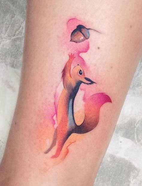 Cute Squirrel Tattoo, Squirrel Tattoo Ideas, Squirrel Tattoos, Snall Tattoos, Iris Flower Tattoo, Squirrel Tattoo, Harry Tattoos, Black Cat Tattoos, Clover Tattoos