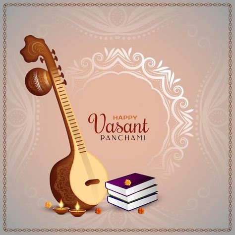 Happy vasant panchami traditional indian... | Free Vector #Freepik #freevector #veena #indian-music #vasant-panchami #saraswati Happy Vasant Panchami, Vasant Panchami, Goddess Saraswati, Indian Festival, You Are Blessed, Simple Background Images, Be Blessed, Indian Festivals, Traditional Indian