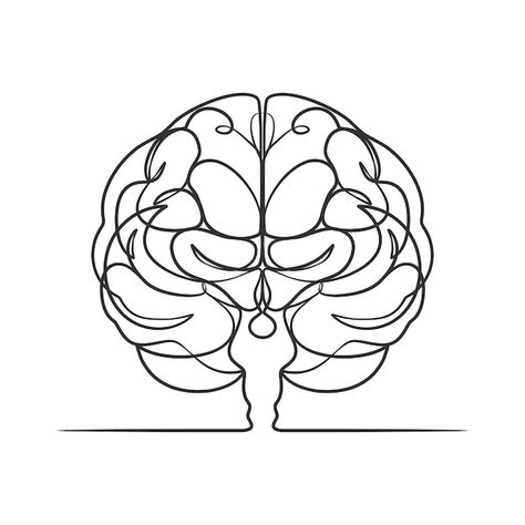 Brain Icon, Brain Drawing, Brain Tattoo, Drawing Minimalist, One Line Drawing, Continuous Line Drawing, Psd Icon, Continuous Line, Human Brain