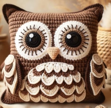 Crochet Pillow Ideas, Owl Pillow Pattern, Crochet Owl Pillows, Crochet Hammock, Crochet Cushion Covers, Crochet Blouse Free Pattern, Crochet Pillow Patterns Free, Owl Crochet Patterns, Cushion Cover Pattern