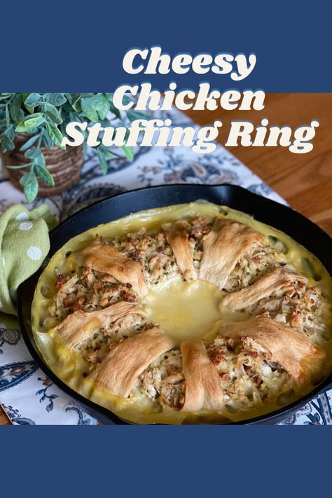 You’re gonna love this cheesy chicken ring! It’s really is one of those feel good meals and SO delicious! #dinner #easymealprep #rotisseriechickenrecipes #crescentrollrecipes #castironcooking #chicken Chicken Crescent Ring, Cooking Chicken To Shred, Easy Chicken Dinner Recipes, Rotisserie Chicken Recipes, Crescent Roll Dough, Crescent Roll Recipes, Cheesy Chicken, Chicken Casserole, Crescent Rolls