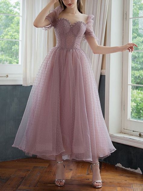 Tea Length Prom Dress Tulle, Gaun Tulle, Prom Dress Tulle, Tea Length Prom Dress, Glamorous Gowns, Tea Length Tulle, Design Outfit, Magic Dress, Ethereal Dress