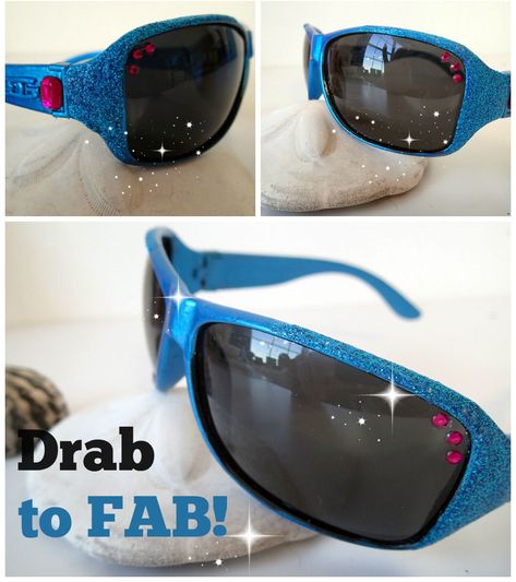 Sunglasses upcycle. Take some old boring sunglasses and make them sparkle with metallic paint, glitter and gemstones. Step by step video tutorial shows you how to create your own glamorous sunglasses. Glamorous Sunglasses, Old Sunglasses, Upcycling Crafts, Glitter Sunglasses, Crafting Videos, Glam And Glitter, Fun Craft, Upcycled Crafts, Crafts To Do