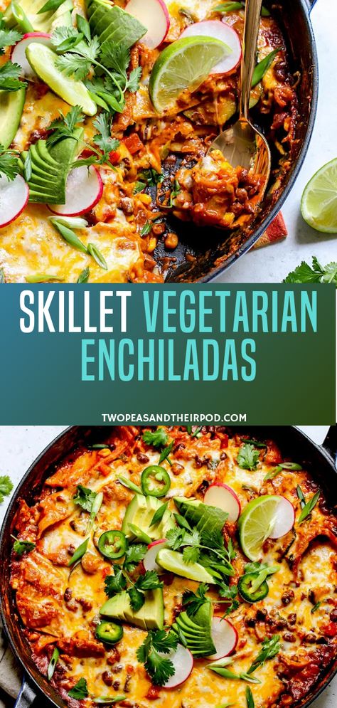 One Pan Vegetarian, Vegetarian Enchilada Recipe, Enchiladas Mexicanas, Vegetarian Skillet, Vegetarian Enchiladas Recipe, Vegetarian Enchilada, Vegetarian Enchilada Casserole, Easy Enchilada Recipe, Veggie Dinners