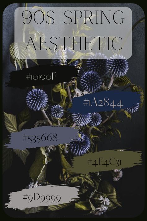 90s Grunge Aesthetic, Dark Spring, Spring Wedding Color Palette, Moody Decor, Hex Color Palette, Spring Color Palette, Dark Home Decor, Color Schemes Colour Palettes, Hex Color Codes