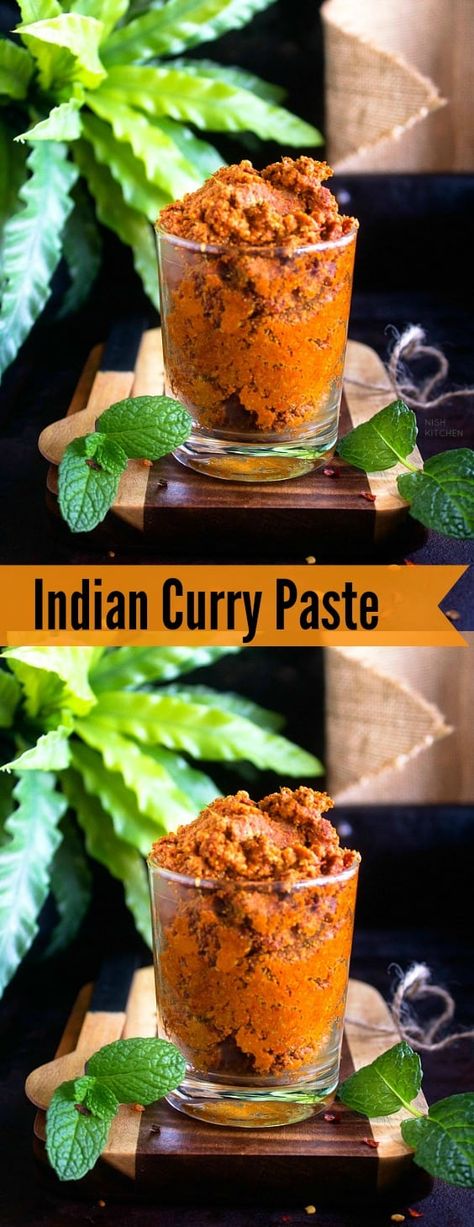 Easy Indian Curry Paste - NISH KITCHEN Curry Paste Recipe Indian, Recipes Using Curry Paste, How To Make Curry Paste, Curry Paste Recipe Easy, Homemade Curry Paste, Indian Curry Paste Recipe, Easy Indian Curry, Mild Curry Powder Recipe, Curry Paste Recipe