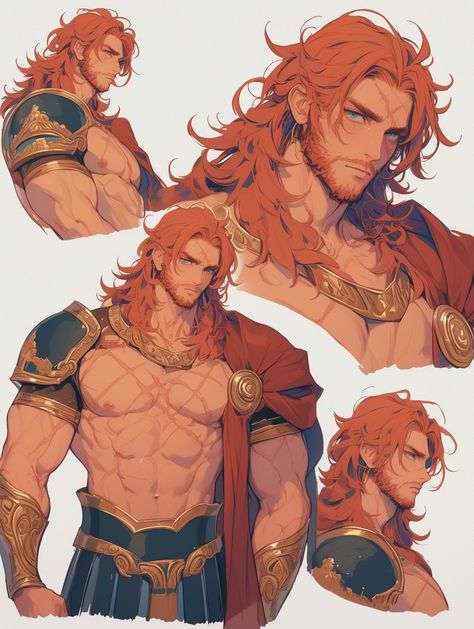 Dnd Red Hair Man, Ginger Elf Male, Redhead Barbarian, Dnd Barbarian Male, Ginger Boy Art, Witcher Character Design, Butcher Oc, Fire Character Design Male, Dragon Oc Human Male