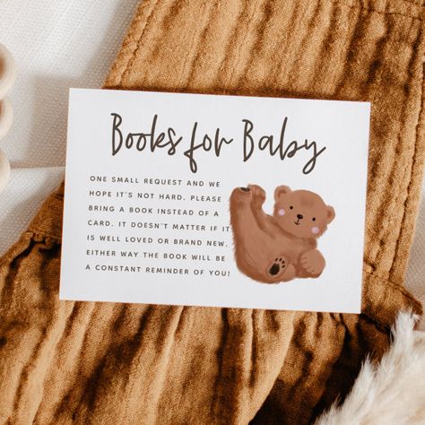 Bear Theme Baby Shower Book Request Enclosure Card Book Baby Shower Invitation, Teddy Bear Baby Shower Theme, Baby Beaver, Bear Baby Shower Theme, Baby Shower Theme Decorations, Gender Neutral Baby Shower Invitations, Woodland Baby Shower Invitations, Books For Baby