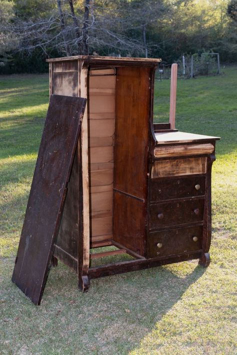 Antique Chifferobe Makeover, Chifferobe Makeover Ideas, Antique Wardrobe Makeover, Chifferobe Makeover, Old Wardrobe Makeover, Antique Chifferobe, Wardrobe Upcycle, Dresser Transformation, Airbnb Decor