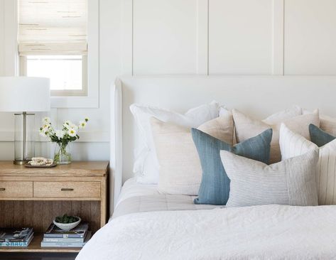 @puresalt posted to Instagram: Pillow stacks and millwork go hand in hand to make a bedroom wall feel full of texture and interest 🙌 and when paired with our simple Stacey bed, the details really get to shine in the spotlight! // 📷: @vlentine #mypuresalthome #puresalt #puresaltinteriors #ruemagazine #homewithrue #ruedaily #modernluxury #modernluxurydesign #modernluxdesign #luxemagazine #dwellmagazine #howwedwell #inmydomaine #makehomematter #prettylittleinteriors #bhghome Pillow Stack, Beach House Room, Pure Salt Interiors, Pure Salt, Building Furniture, Cozy Bedding, House Room, Hand In Hand, Cozy Bed