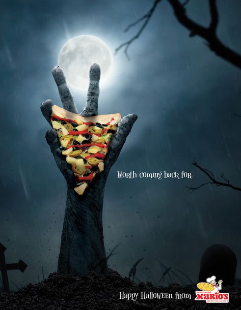 Halloween Ads, Halloween Pizza, Inmobiliaria Ideas, Halloween Social, Halloween Post, Social Media Advertising Design, Halloween Flyer, Creative Advertising Design, Publicidad Creativa