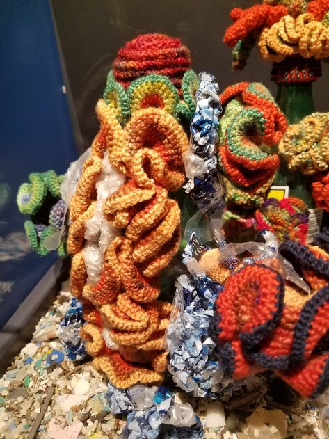 ‘Crochet Coral Reef: TOXIC SEAS’ at the Museum of Arts and Design (MAD) in New York City | KnitHacker Crochet Coral Reef Pattern Free, Crochet Coral Reef, Crochet Coral, Tenth Anniversary, Sealife, Coral Reef, Yarn Art, Art And Design, Museum Of Art