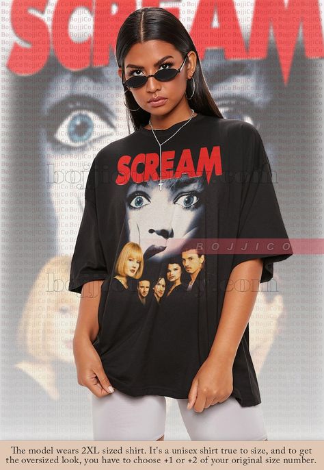 Scream Graphic Tee, Scream Clothes, Scream Merch, Stu Matcher, Drew Barrymore Scream, Scream Shirt, Scary Movie Shirts, Tiktok Influencers, Tiktok Link