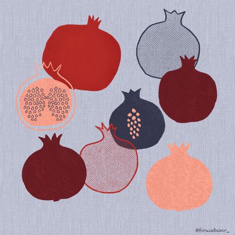 Pomegranate Abstract Art, Pomegranate Illustration Design, Armenian Pomegranate Art, Abstract Food Illustration, Pomegranate Art Illustrations, Pomagranet Art, Abstract Pomegranate, Pomegranate Illustration, Pomegranate Poster