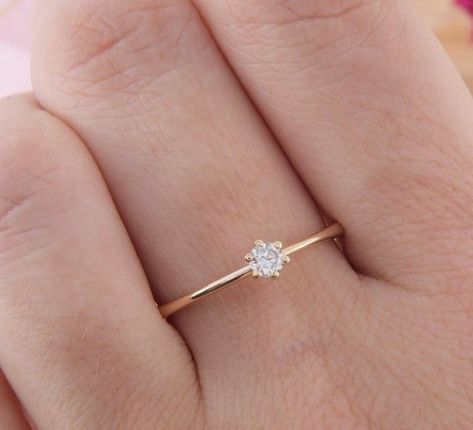 Dainty Diamond Ring With Accents, Dainty Rose Gold Solitaire Diamond Ring, Simple Design Diamond Ring In Fine Jewelry Style, Dainty Diamond Birthstone Ring, Dainty Diamond White Diamond Ring, Dainty Diamond White Diamond Ring For Promise, Dainty Diamond White Promise Ring, Simple Diamond Ring As Gift, Dainty Prong-set Diamond Promise Ring